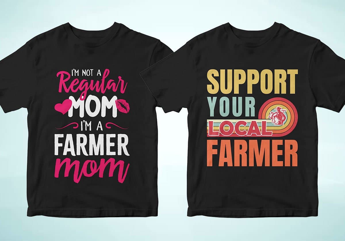 Farmer 25 Editable T-shirt Designs Bundle