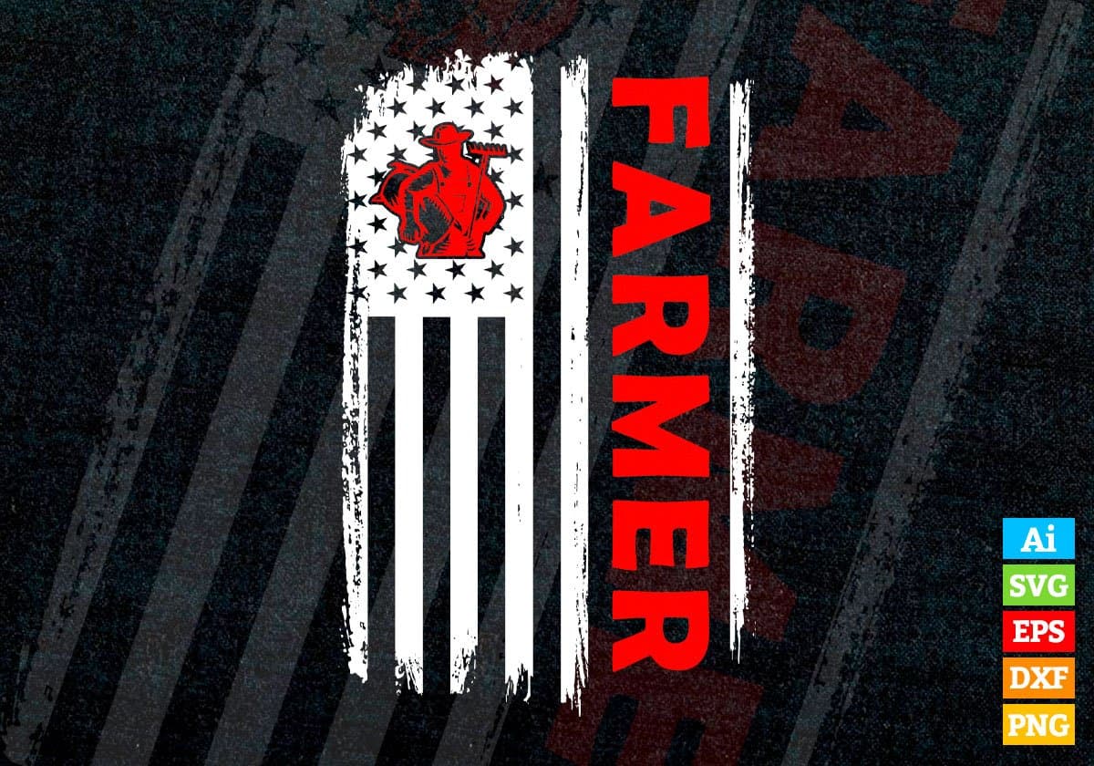 Farmer USA Flag Proud Professions Gift Editable Vector T-shirt Design in Ai Svg Files