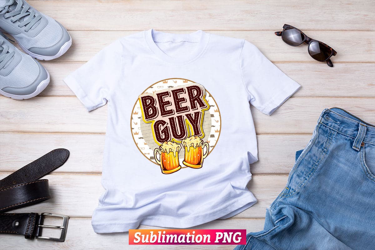Fathers Day Retro Vintage Distressed Logo Beer Guy Dad T shirt Tumbler Design Png Sublimation Files