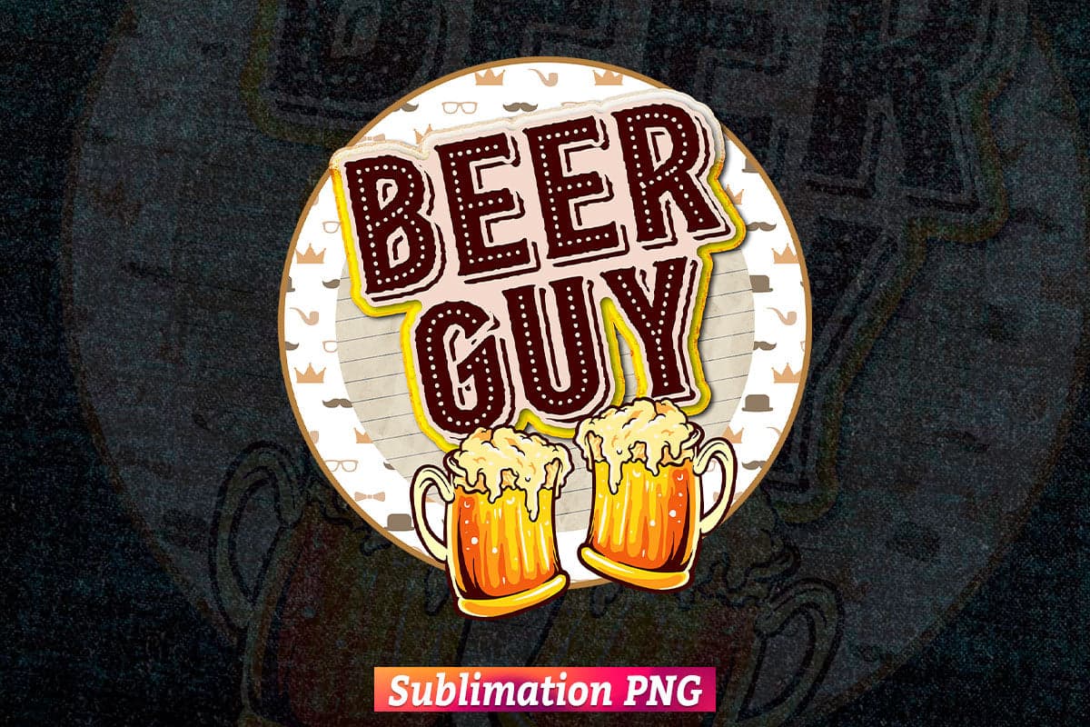 Fathers Day Retro Vintage Distressed Logo Beer Guy Dad T shirt Tumbler Design Png Sublimation Files