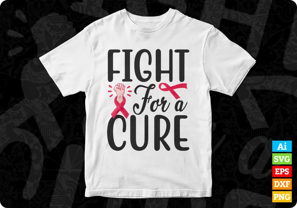 Fight For A Cure Awareness T shirt Design In Svg Png Cutting Printable Files