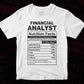 Financial Analyst Nutrition Facts Editable Vector T-shirt Design in Ai Svg Files