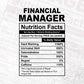 Financial Manager Nutrition Facts Editable Vector T-shirt Design in Ai Svg Files
