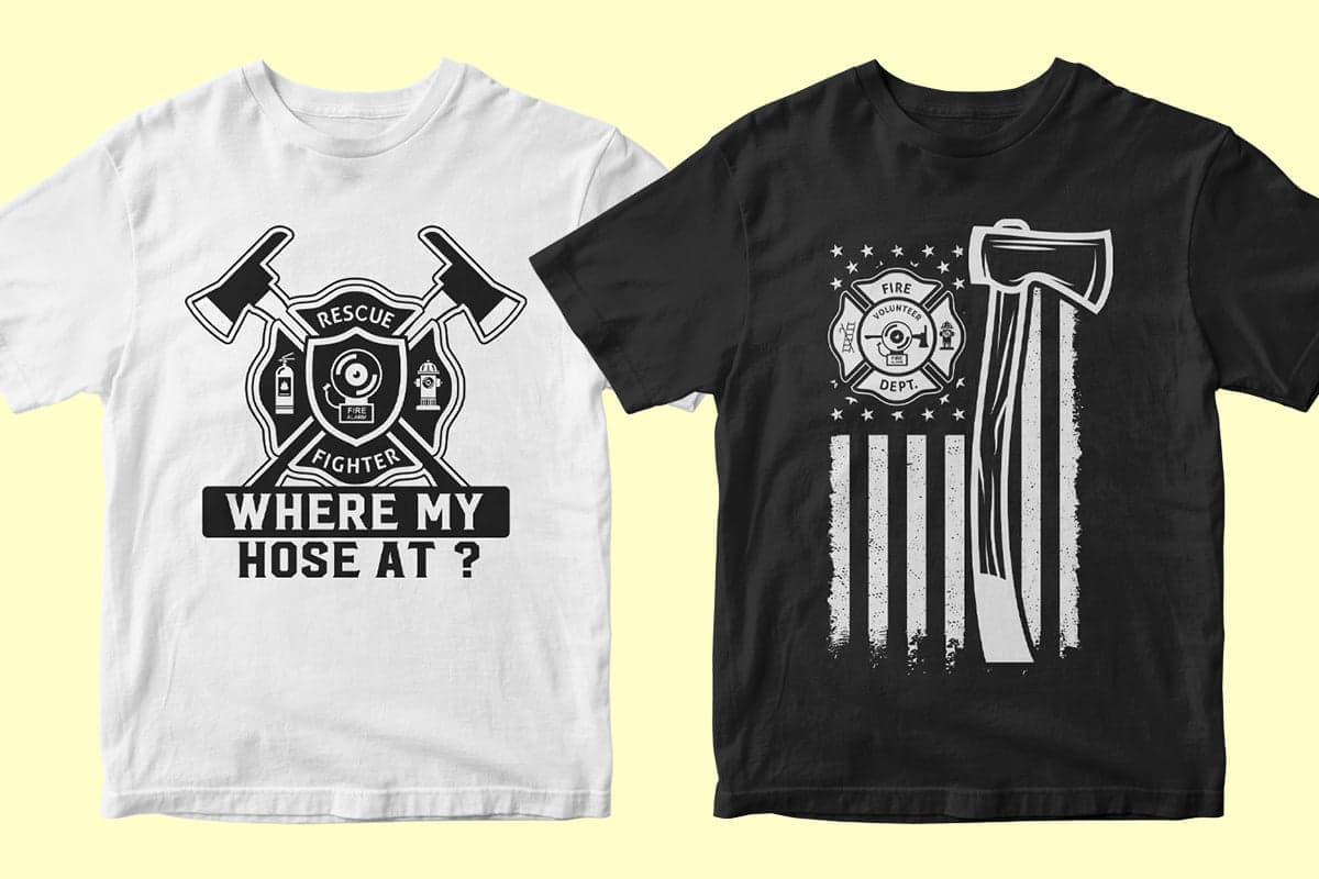 Firefighter 50 Editable T-shirt Designs Bundle Part 2