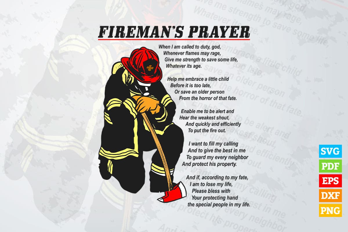 Firefighter Prayer American Fire Department Patriotic Eagle Vector T shirt Design in Svg Png Files