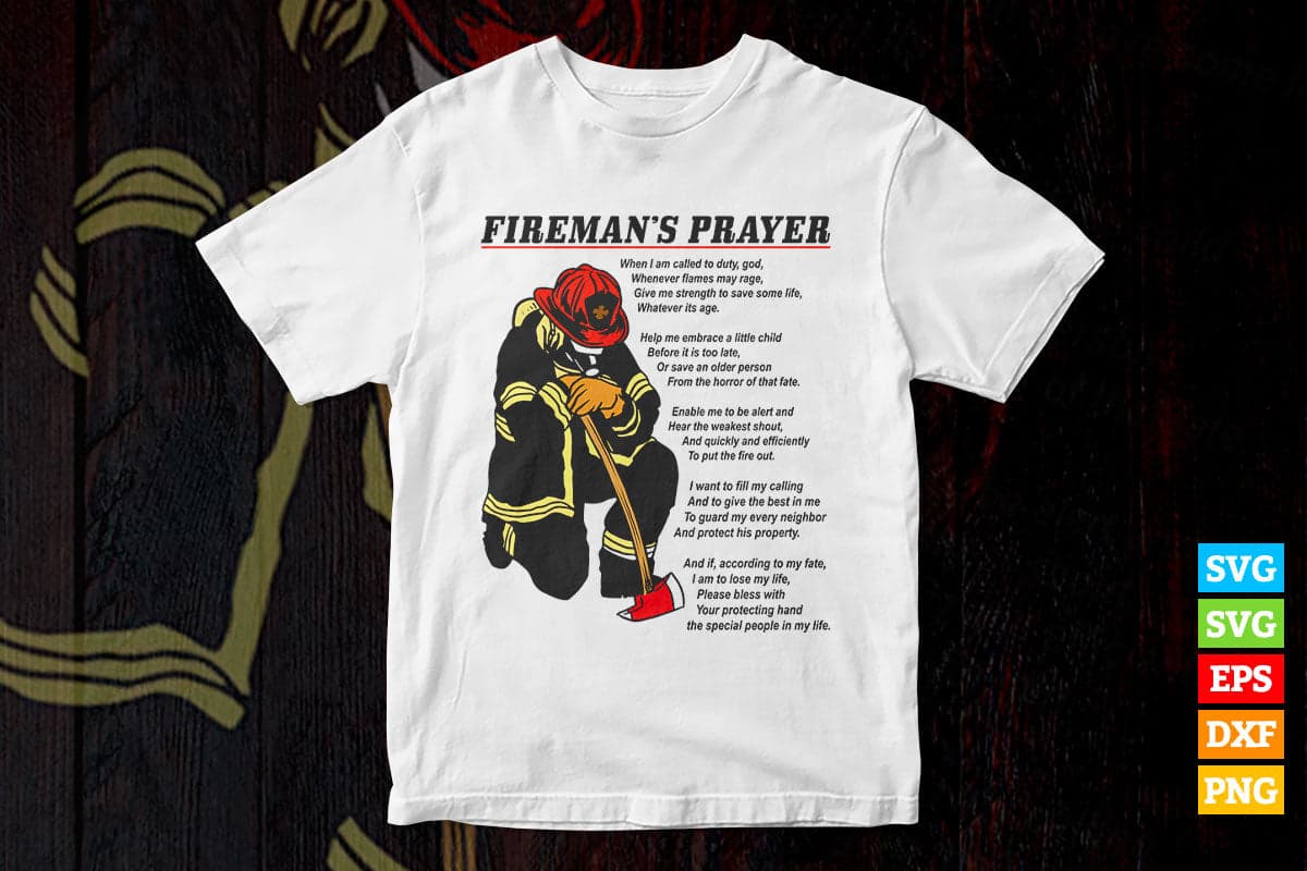 Firefighter Prayer American Fire Department Patriotic Eagle Vector T shirt Design in Svg Png Files