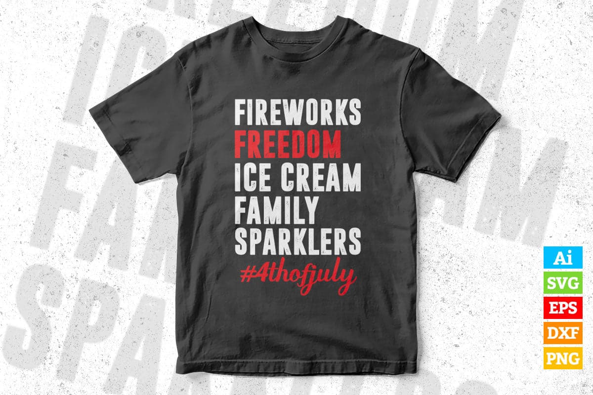 Fireworks Freedom Fourth Of July Patriotic Vector T shirt Design in Ai Png Svg Files