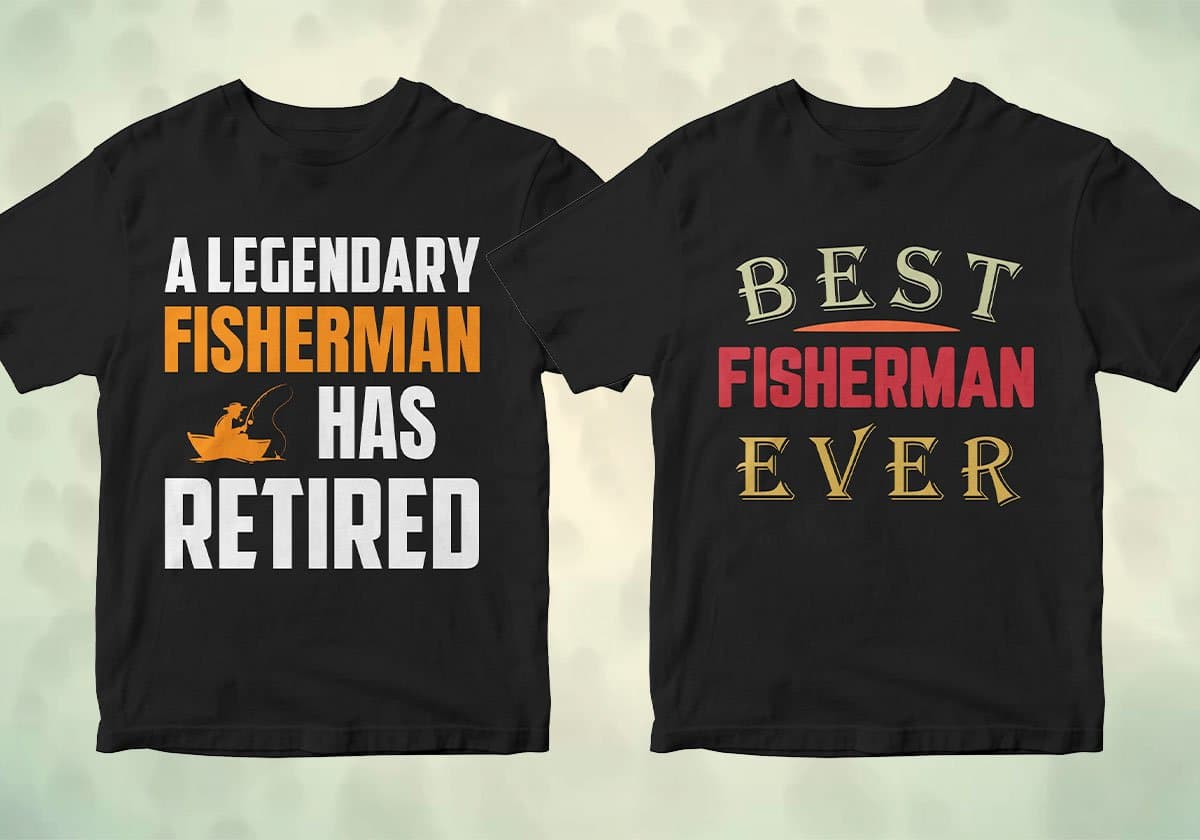 Fisherman 25 editable T-shirt designs bundle