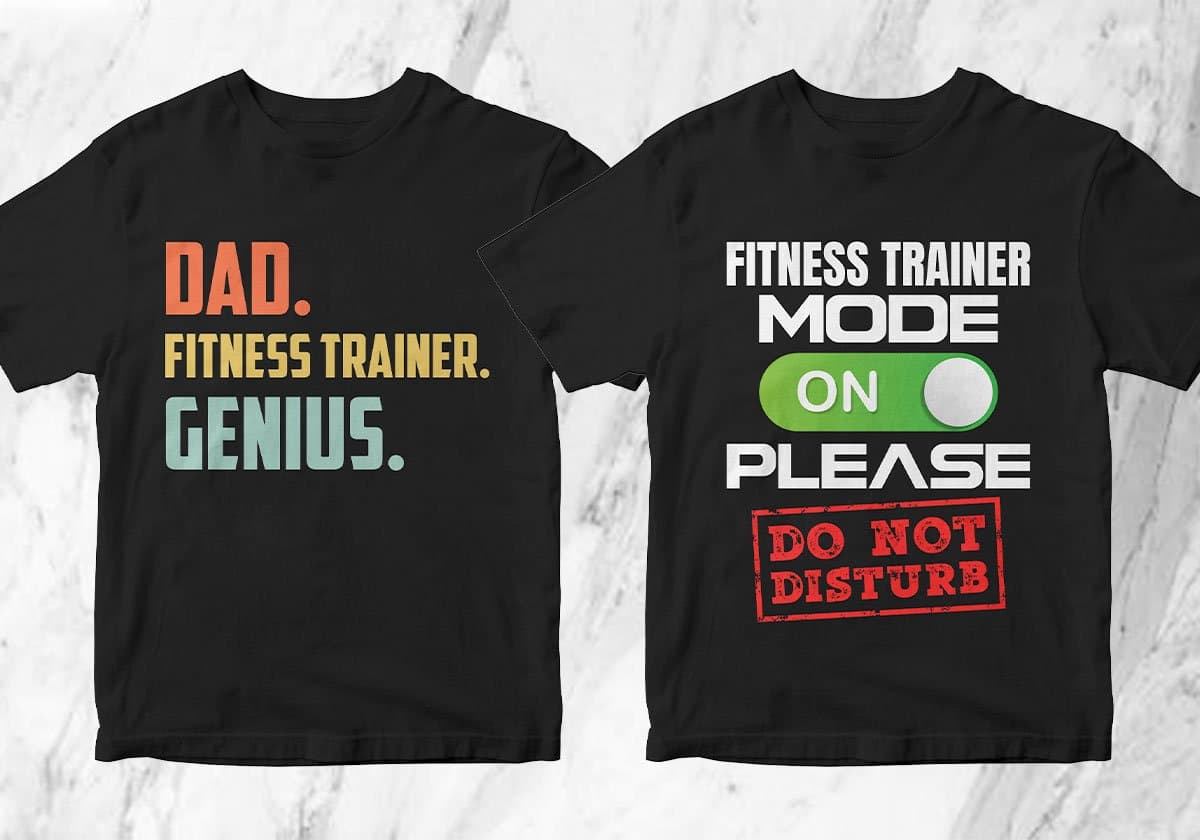 Fitness Trainer 25 Editable T-shirt Designs Bundle