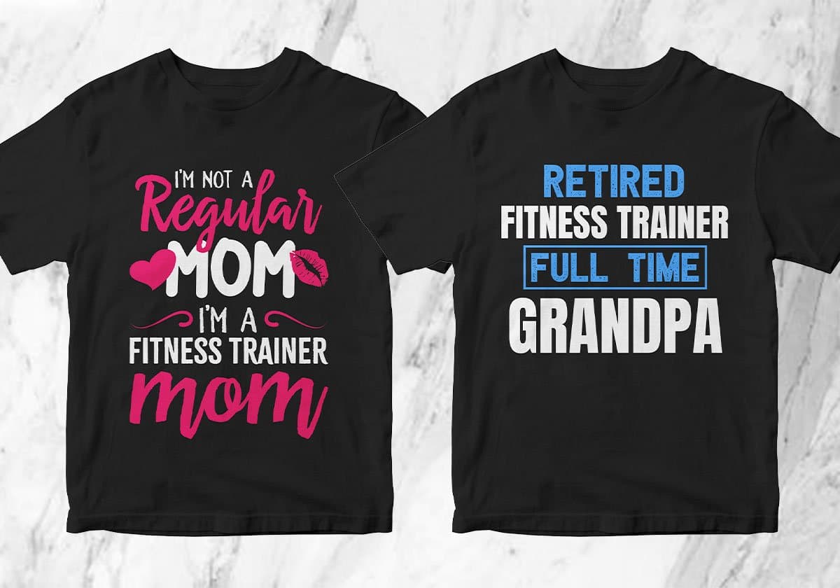 Fitness Trainer 25 Editable T-shirt Designs Bundle