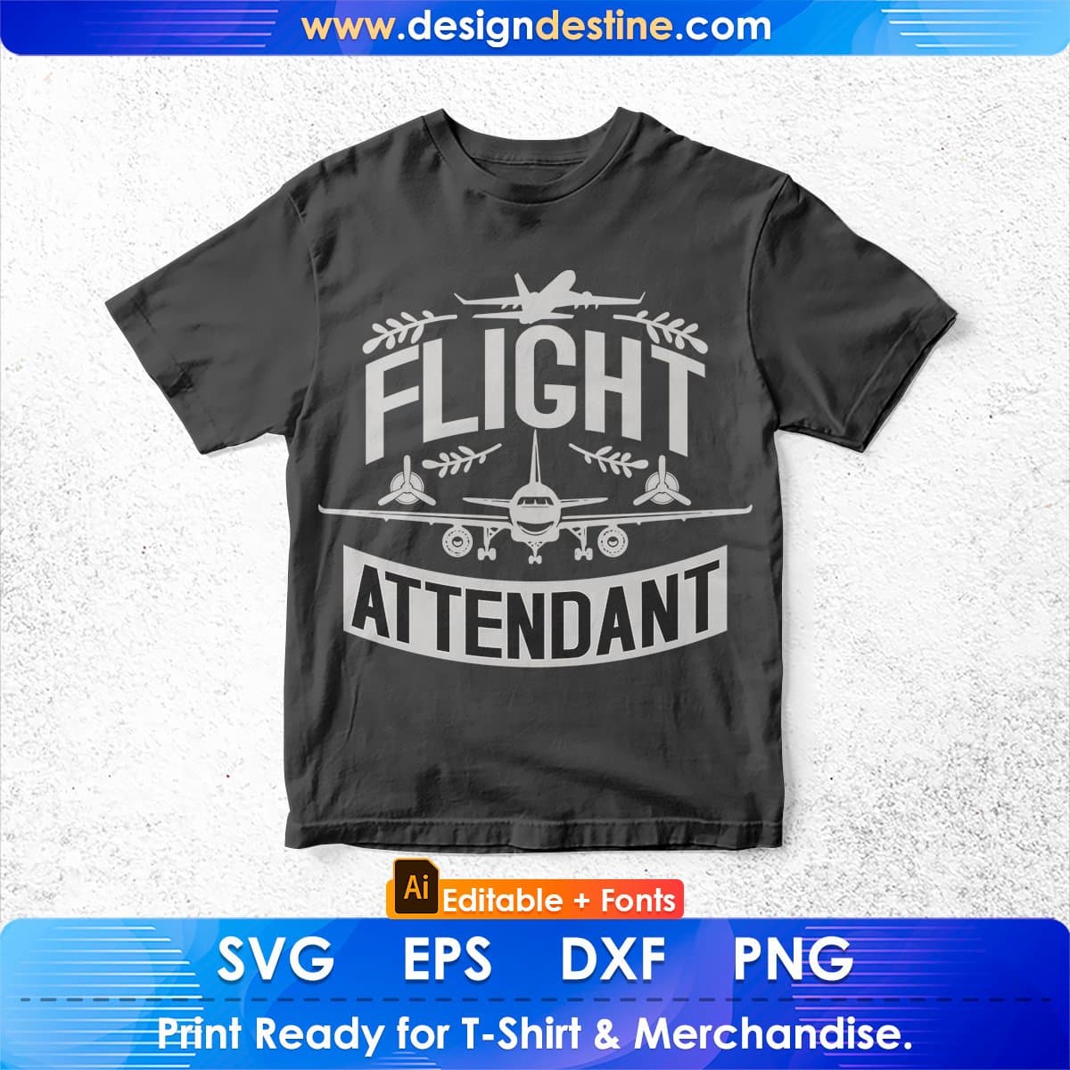 Flight Attendant Aviation Editable T shirt Design In Ai Svg Printable Files