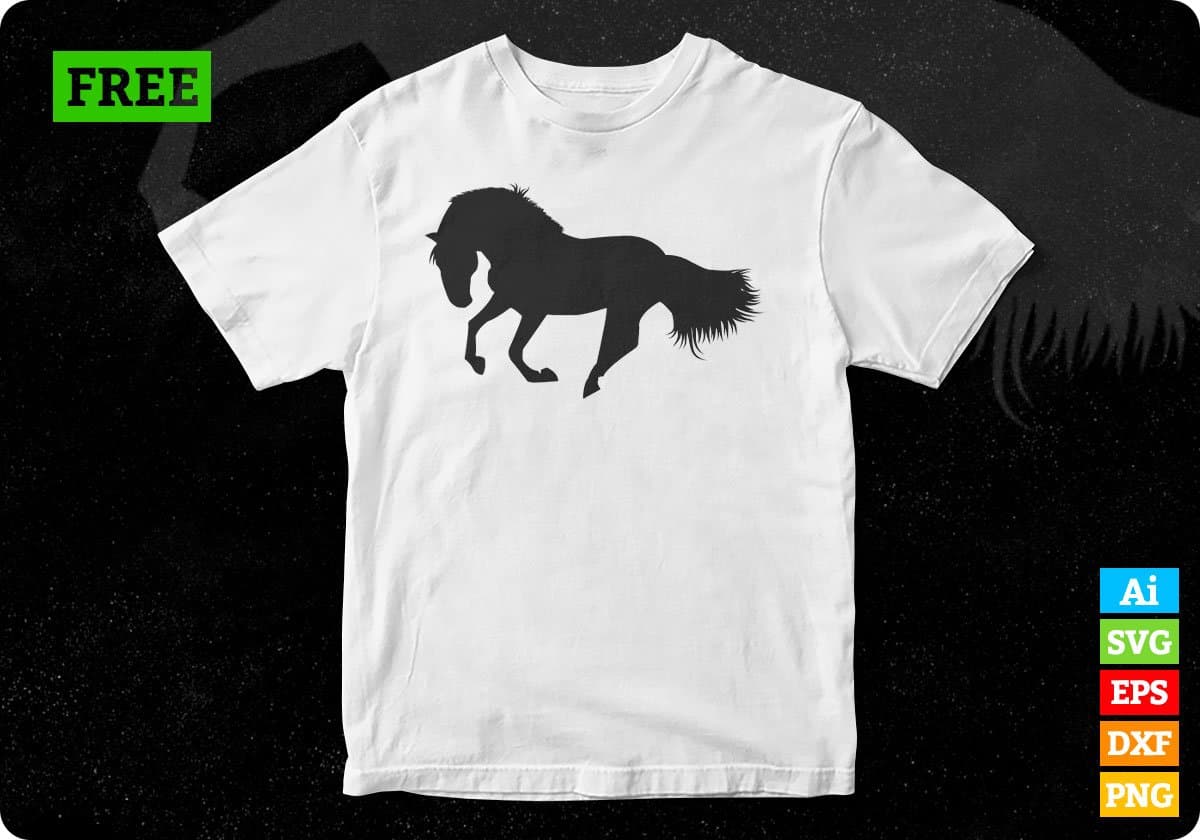Free Dancing Horse Silhouette Vector T shirt Design In Png Svg Cutting Printable Files