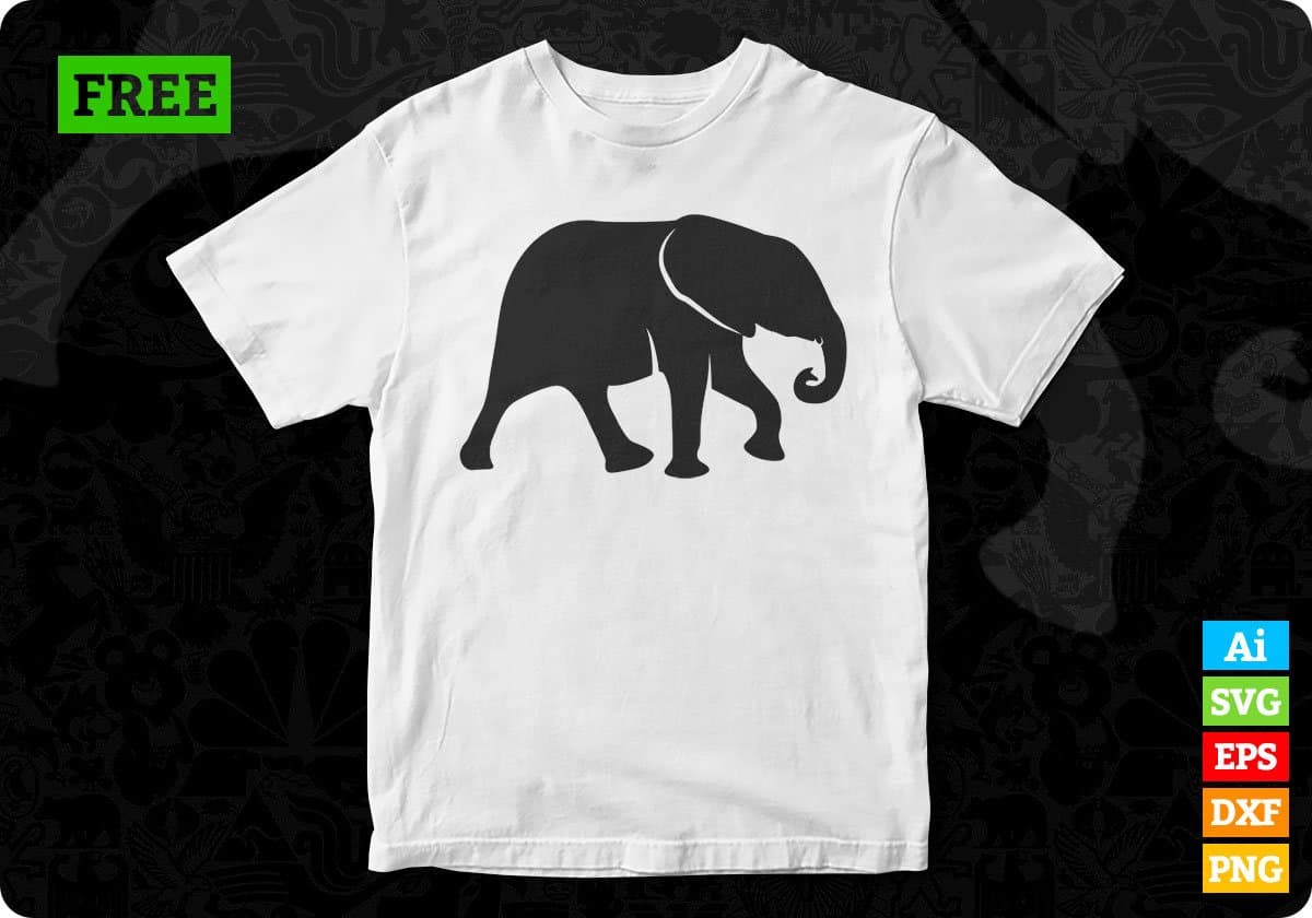 Free Elephant Silhouette Vector T shirt Design In Png Svg Cutting Printable Files