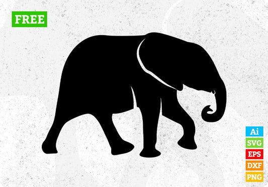 Free Elephant Silhouette Vector T shirt Design In Png Svg Cutting Printable Files