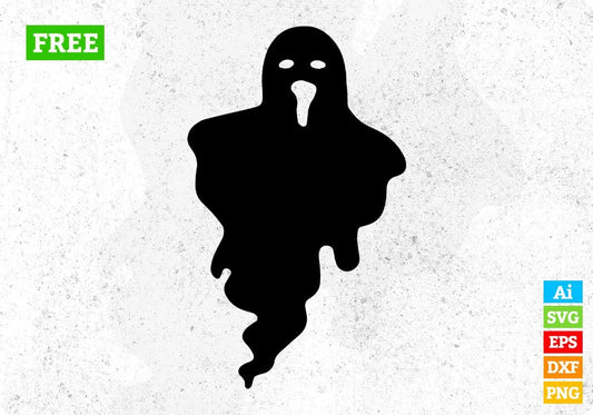 Free Ghost Halloween Horror Silhouette T shirt Design In Png Svg Cutting Printable Files