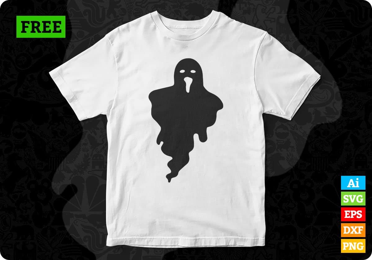 Free Ghost Halloween Horror Silhouette T shirt Design In Png Svg Cutting Printable Files