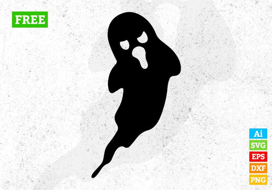 Free Ghost Halloween Silhouette Vector T shirt Design In Png Svg Cutting Printable Files