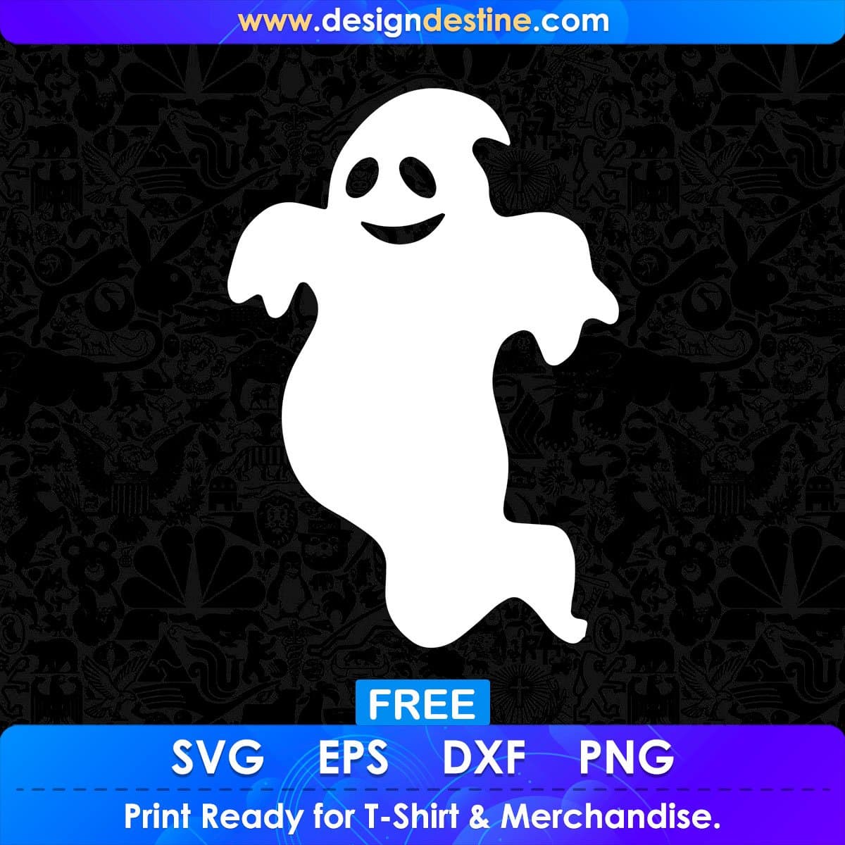 Free Ghost Halloween Silhouette Vector T shirt Design In Png Svg Cutting Printable Files