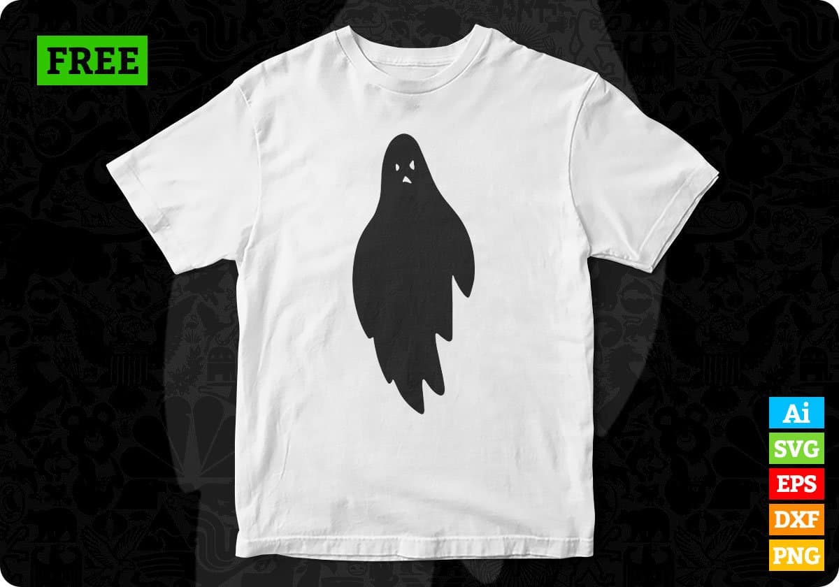 Free Ghost Horror Halloween Silhouette Vector T shirt Design In Png Svg Printable Files