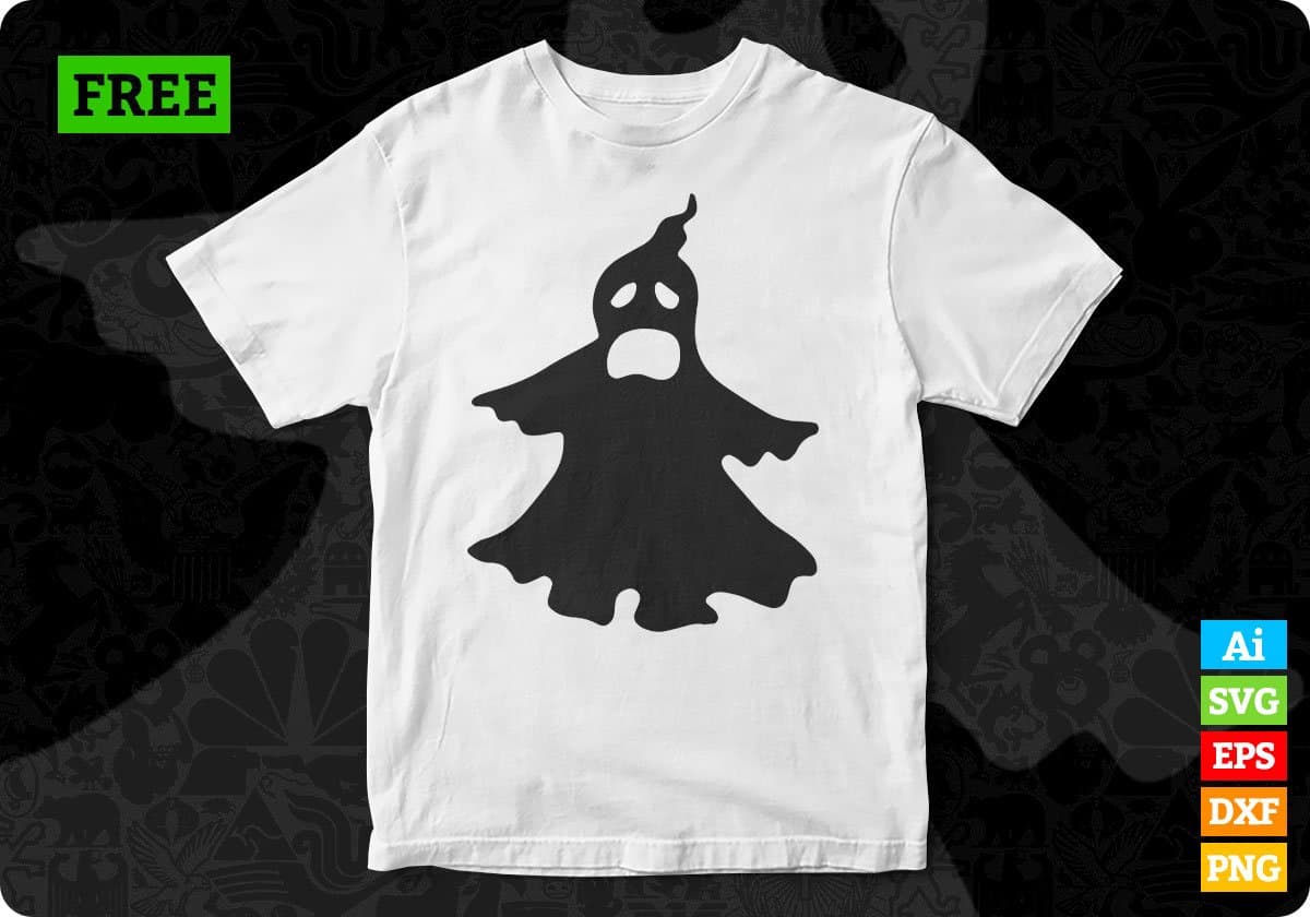 Free Ghost Horror Silhouette Vector T shirt Design In Png Svg Cutting Printable Files