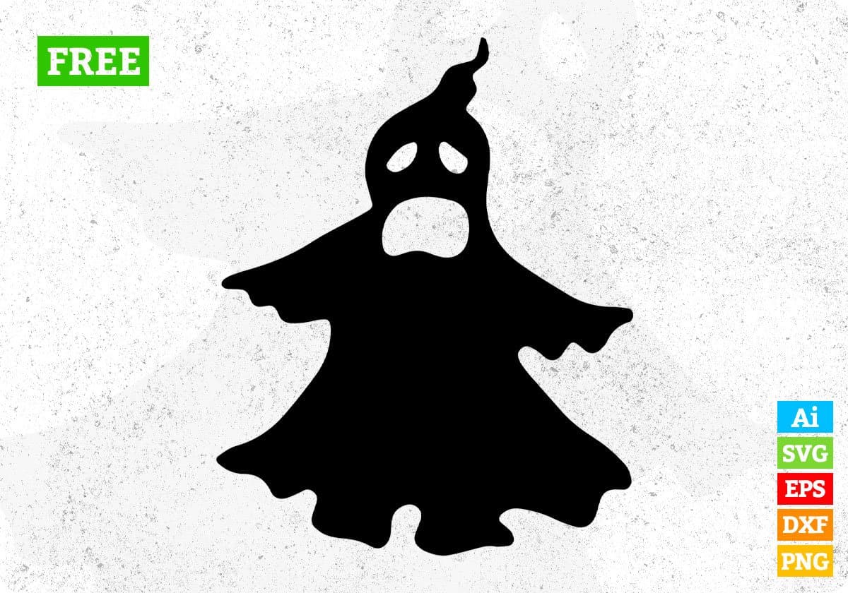 Free Ghost Horror Silhouette Vector T shirt Design In Png Svg Cutting Printable Files