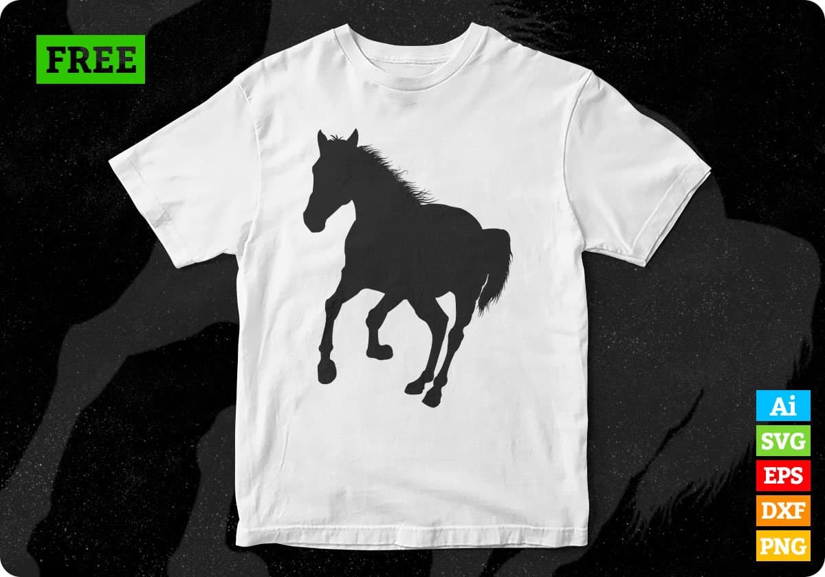 Free Horse Silhouette Vector T shirt Design In Png Svg Cutting Printable Files