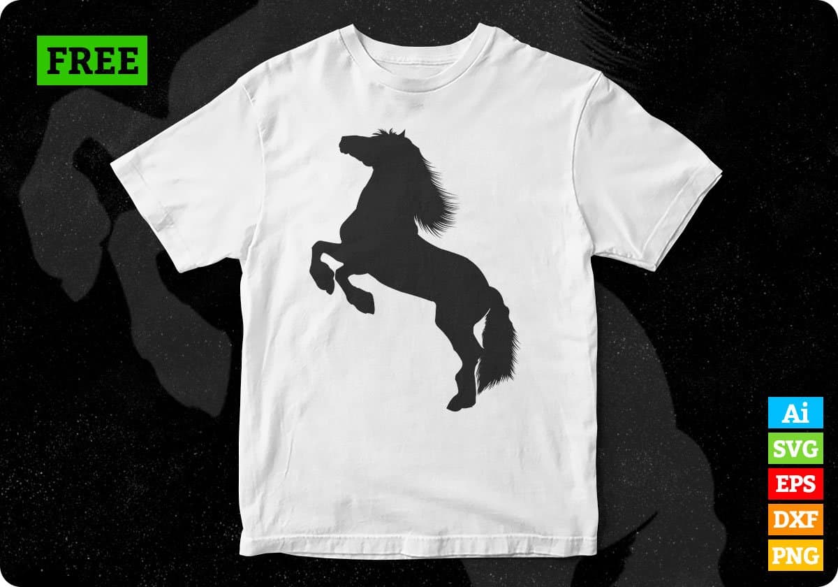 Free Jumping Horse Silhouette Vector T shirt Design In Png Svg Cutting Printable Files