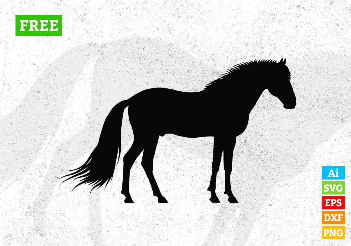 Free Nature Standing Horse Silhouette Vector T shirt Design In Png Svg Cutting Printable Files