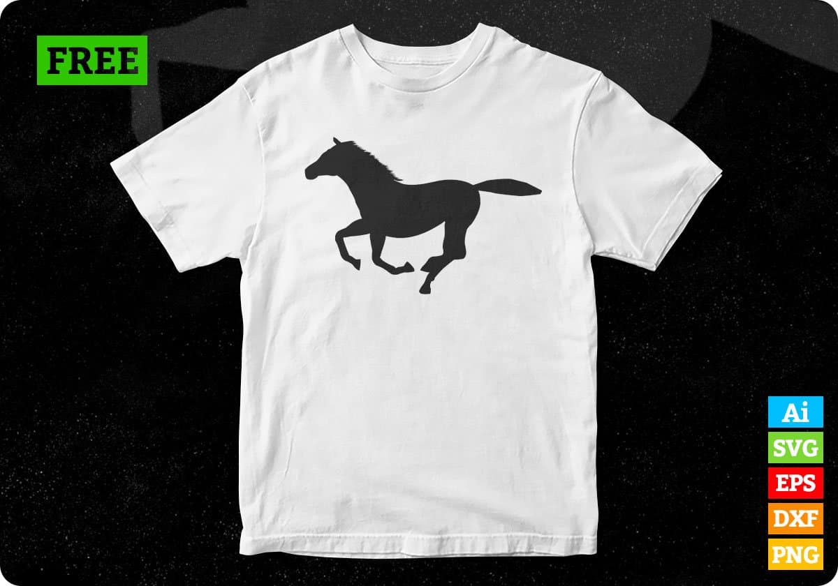 Free Running Baby Horse Silhouette Vector T shirt Design In Png Svg Cutting Printable Files