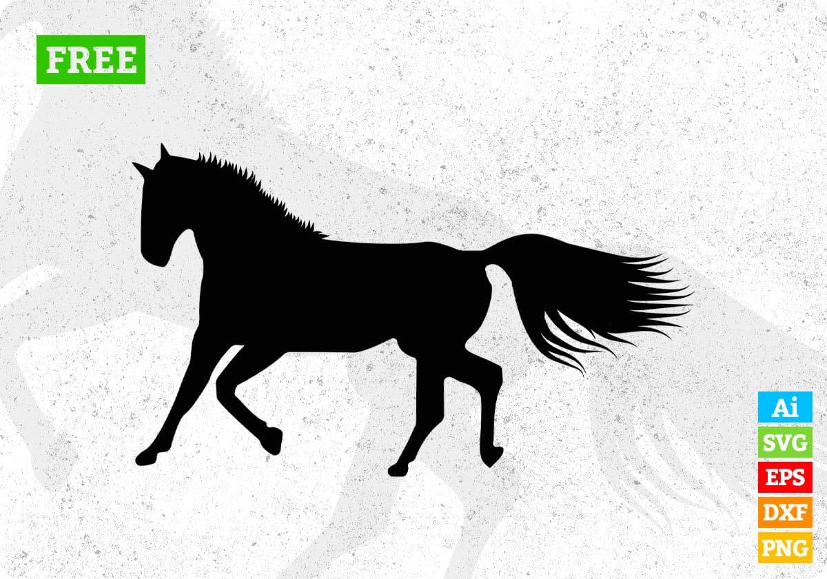 Free Running Fast Horse Silhouette Vector T shirt Design In Png Svg Cutting Printable Files