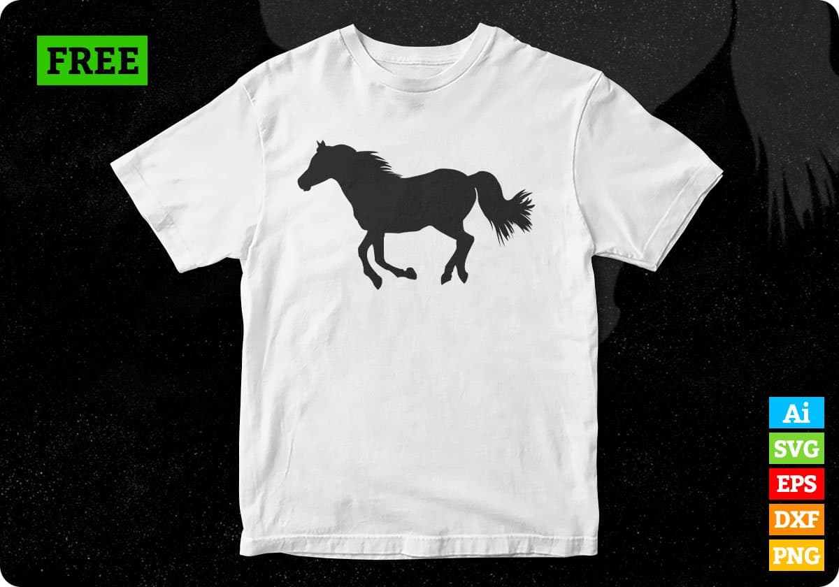 Free Running Horse Silhouette Vector T shirt Design In Png Svg Cutting Printable Files