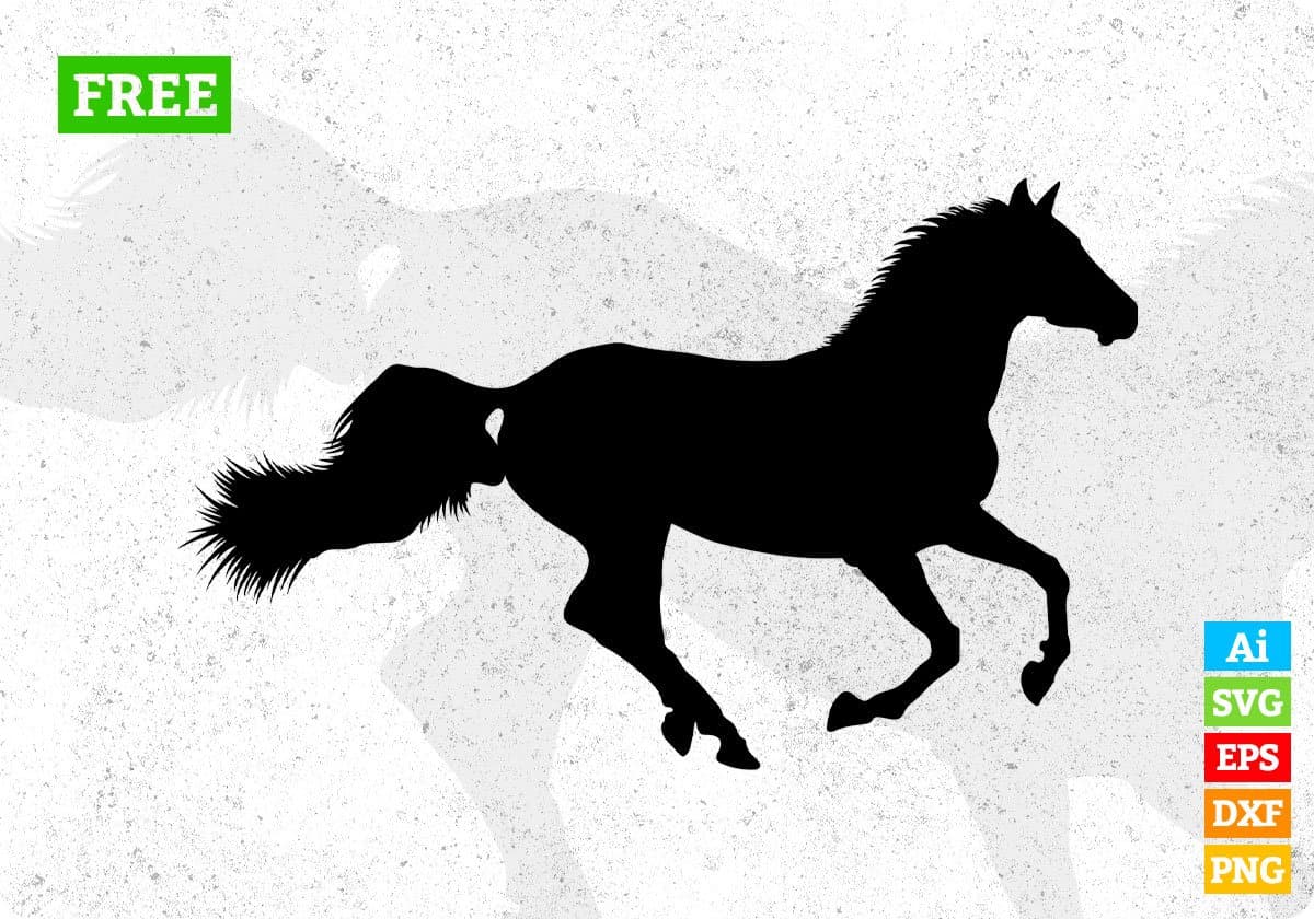 Free Running Horse Silhouette Vector T shirt Design In Png Svg Cutting Printable Files