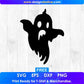 Free Scary Ghost Halloween Silhouette Vector T shirt Design In Png Svg Cutting Printable Files