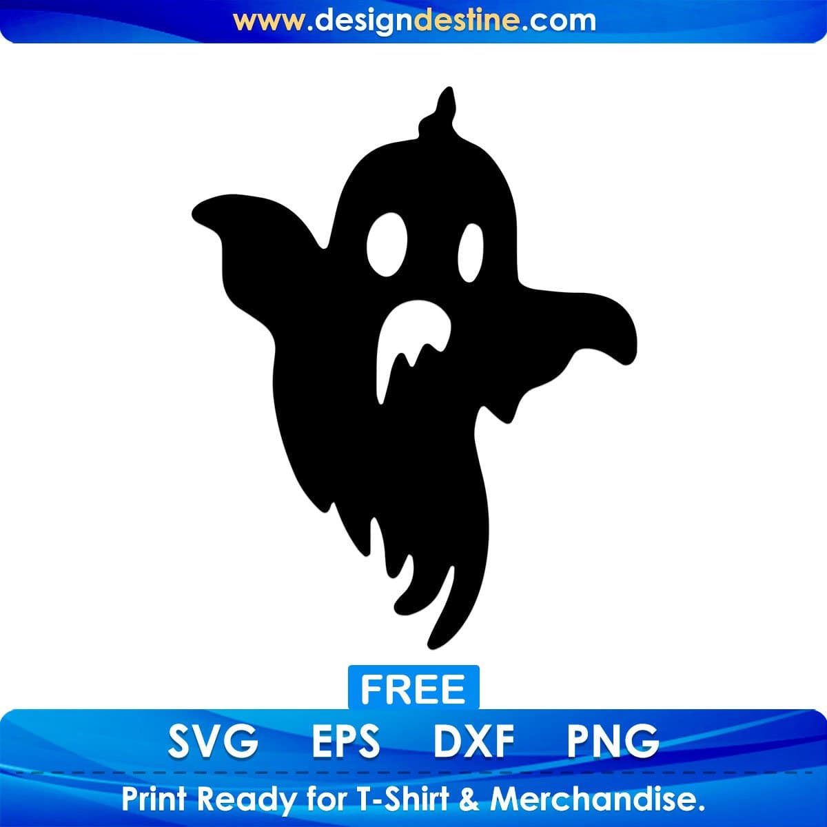 Free Scary Ghost Halloween Silhouette Vector T shirt Design In Png Svg Cutting Printable Files