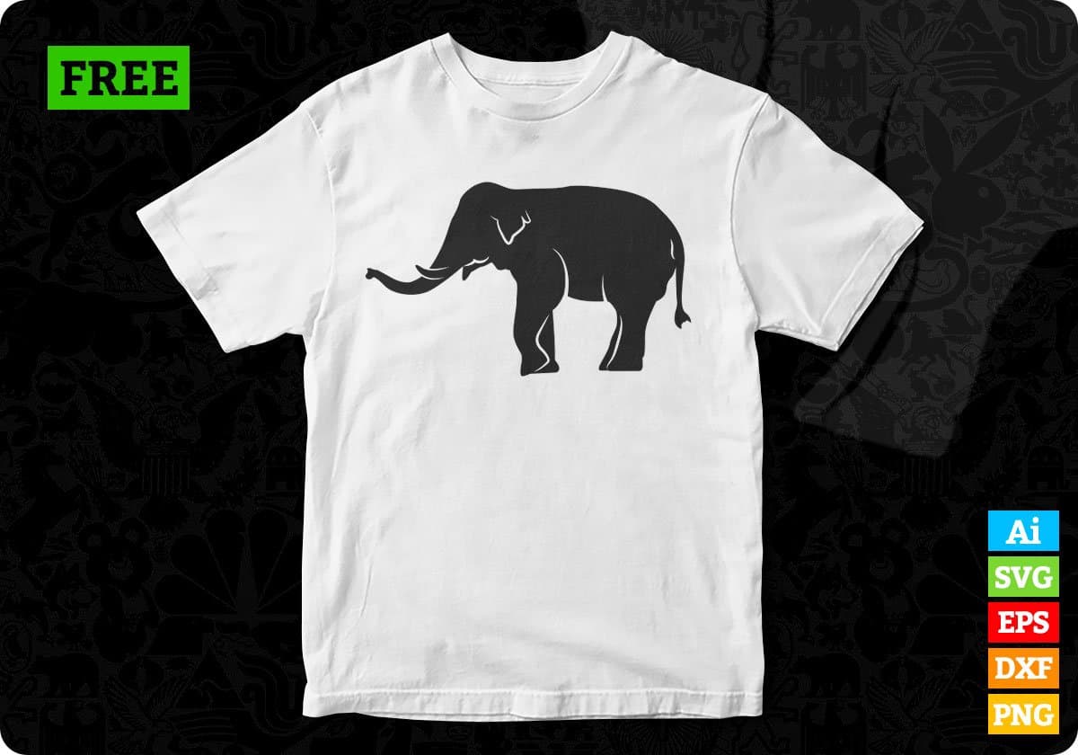 Free Standing And Healthy Elephant Silhouette Vector T shirt Design In Svg Printable Files