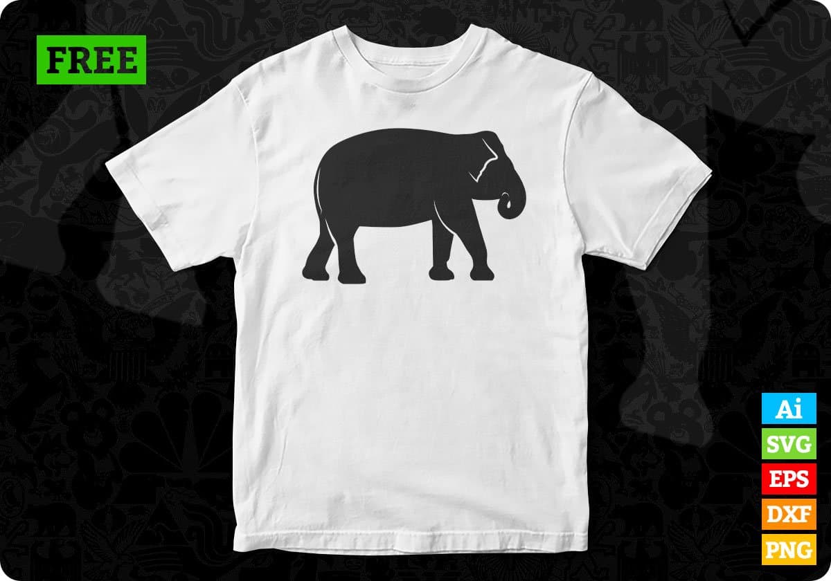 Free Standing Old Elephant Silhouette Vector T shirt Design In Png Svg Printable Files