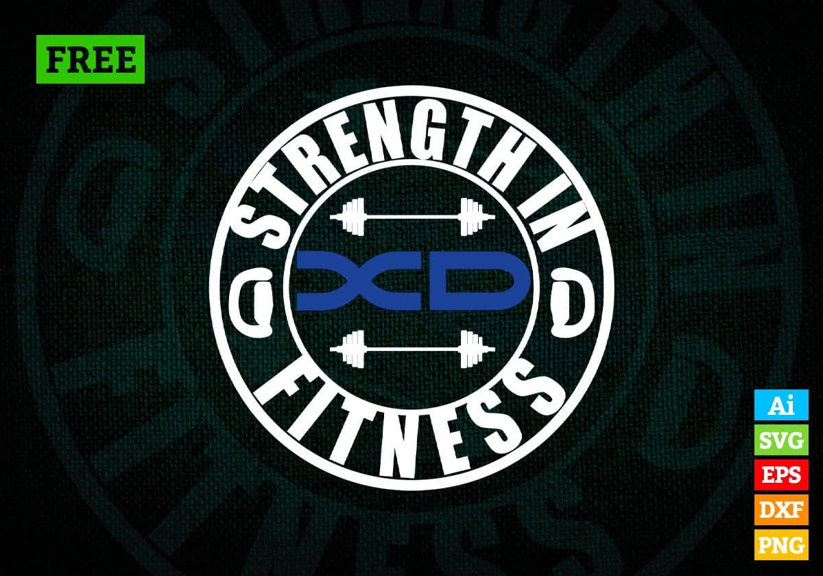 Free Strength In Fitness Gym Vector T-shirt Design in Ai Svg Png Files