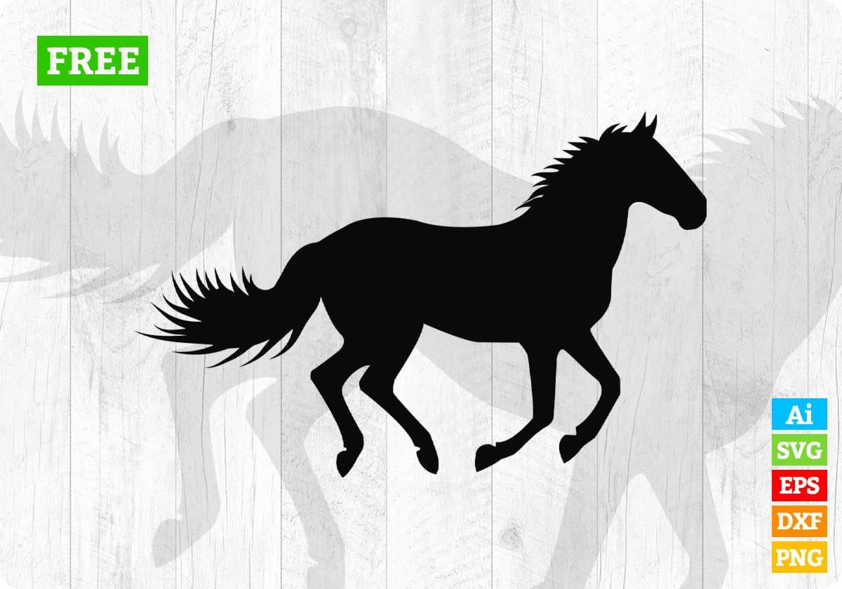 Free Walking Horse Silhouette Vector T shirt Design In Png Svg Cutting Printable Files