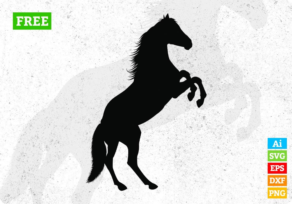 Free Wild Horse Silhouette Vector T shirt Design In Png Svg Cutting Printable Files