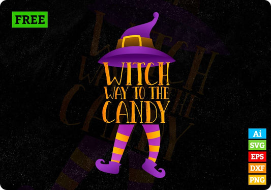 Free Witch Way To The Candy Halloween T shirt Design In Png Svg Cutting Printable Files