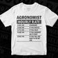 Funny Agronomist Hourly Rate Editable Vector T-shirt Design in Ai Svg Files