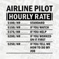 Funny Airline Pilot Hourly Rate Editable Vector T-shirt Design in Ai Svg Files