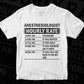 Funny Anesthesiologist Hourly Rate Editable Vector T-shirt Design in Ai Svg Files