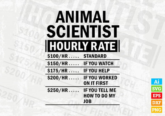 Funny Animal Scientist Hourly Rate Editable Vector T-shirt Design in Ai Svg Files