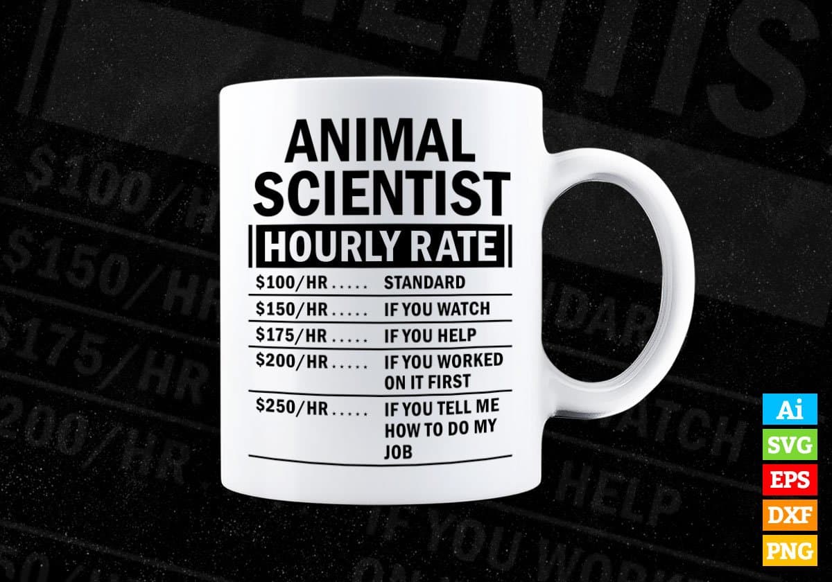 Funny Animal Scientist Hourly Rate Editable Vector T-shirt Design in Ai Svg Files