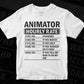 Funny Animator Hourly Rate Editable Vector T-shirt Design in Ai Svg Files