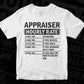 Funny Appraiser Hourly Rate Editable Vector T-shirt Design in Ai Svg Files