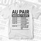 Funny Au Pair Hourly Rate Editable Vector T-shirt Design in Ai Svg Files