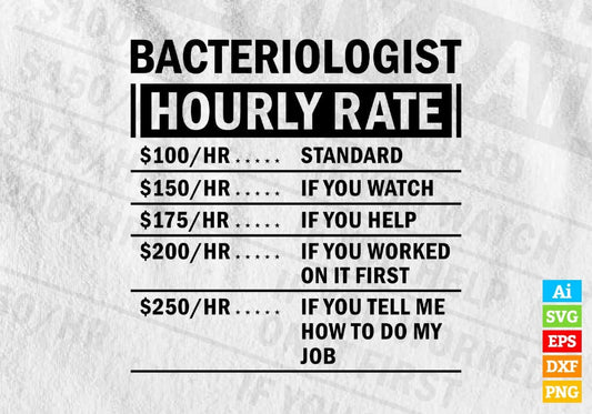 Funny Bacteriologist Hourly Rate Editable Vector T-shirt Design in Ai Svg Files