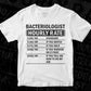 Funny Bacteriologist Hourly Rate Editable Vector T-shirt Design in Ai Svg Files